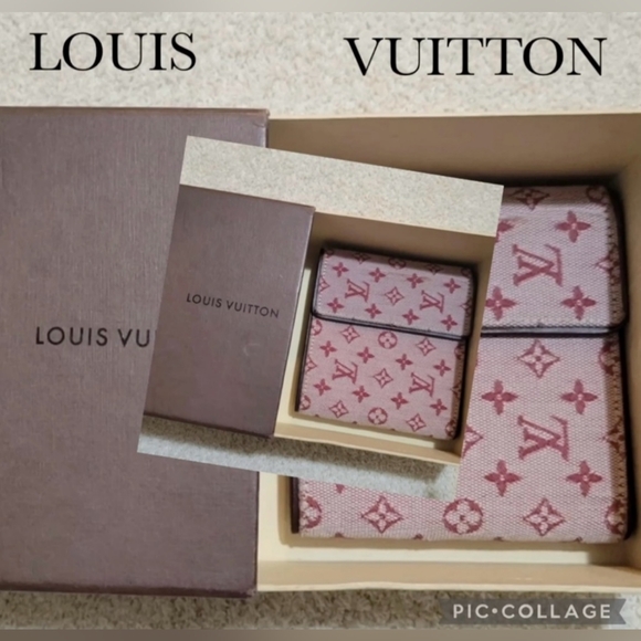 Louis Vuitton NWOT UNIQUE Mini Lin Pinkish Red Bifold Wallet FULL INCLUSION - Picture 1 of 13